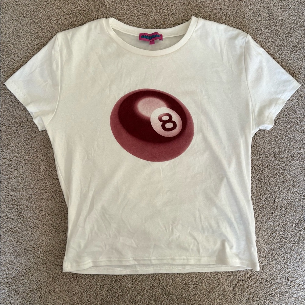 Edikted White Tee with Pink and Blue Tag